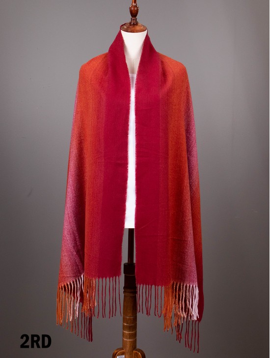 Soft Ombre Blanket Scarf with Fringes 